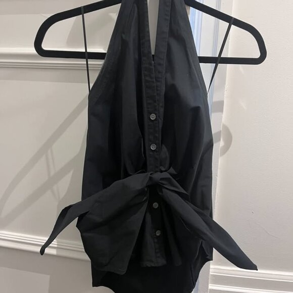 Womens Veronica Beard Black Self-Tie Sleeveless Halter Blouse - Picture 2 of 3